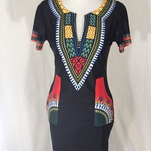 African style print bodycon dress size medium